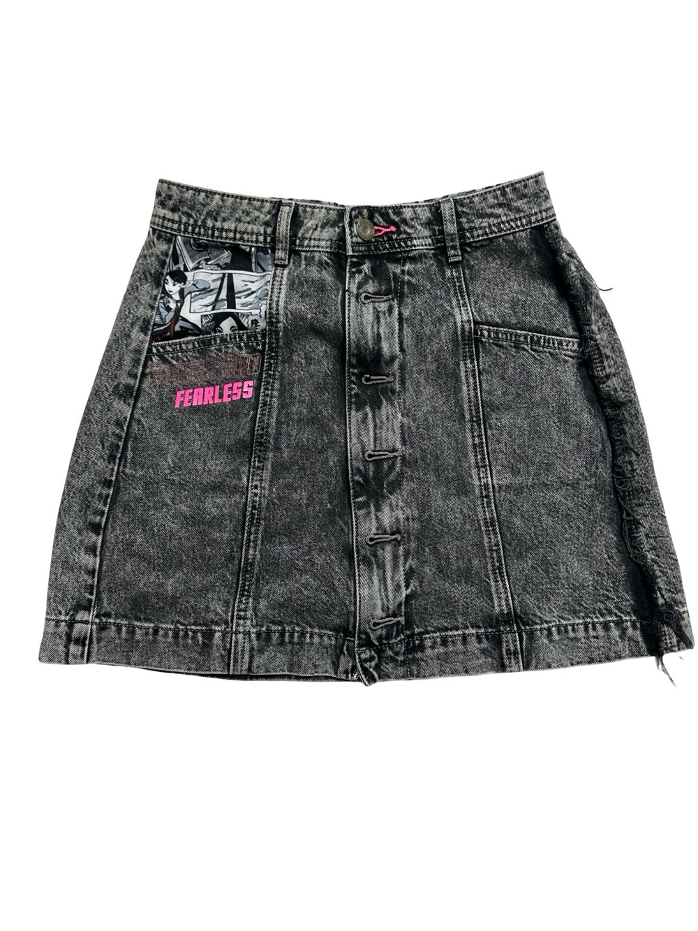 Rare Y2K ONLY Jeans x Disney Mulan Acid Wash Denim Mini Skirt Size Small